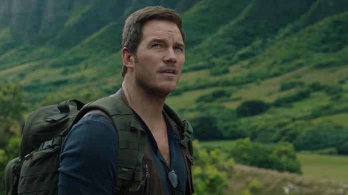 Chris Pratt in una scena di Jurassic World: Il regno distrutto