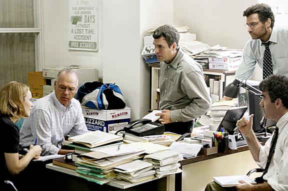 Un dettaglio dal poster del film, con la redazione di Spotlight