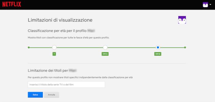 Netflix introduce nuovi filtri per i contenuti Le impostazioni interne di Netflix per le limitazioni di visualizzazione