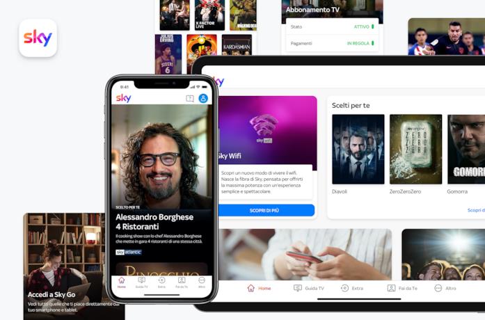 Gli utenti possono guardare i programmi disponibili su Sky in diversi dispositivi Alcuni dispositivi su cui è installata l'applicazione "My Sky"