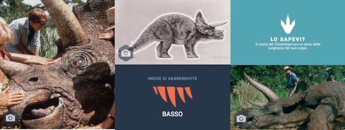 La realtà virtuale di Jurassic World e Google Immagini del Triceratopo
