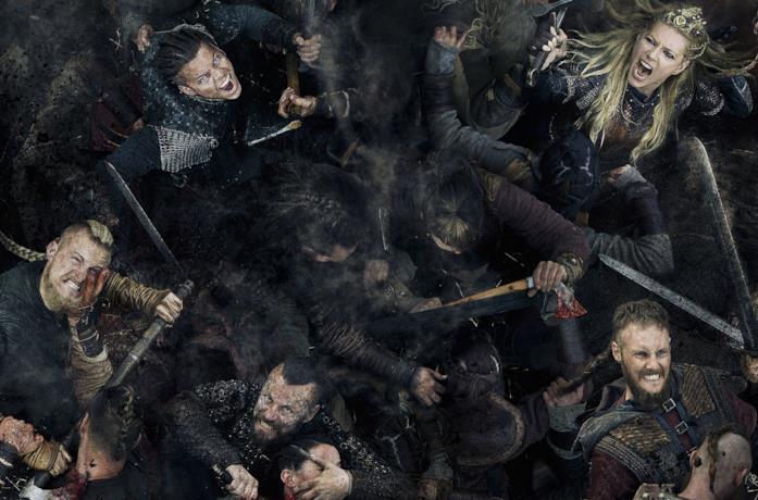 Il cast di Vikings fotografato dall'alto in battaglia