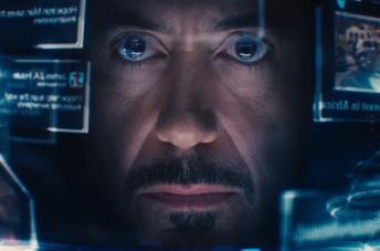 Un'immagine dall'interno del casco di Iron man