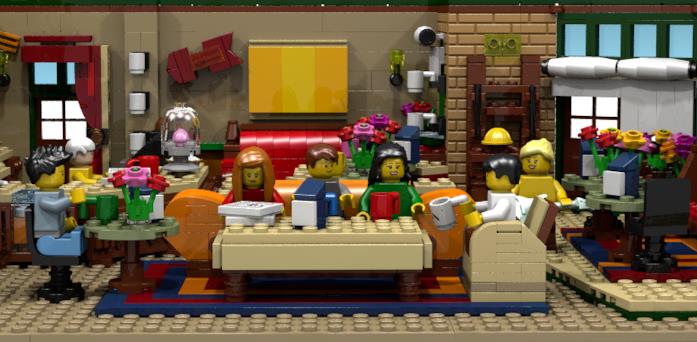 Primo piano del set Central Perk Coffee di Friends costruito coi LEGO