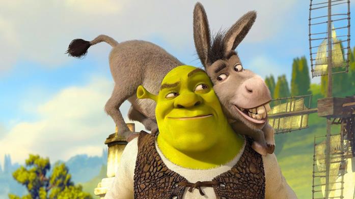 Shrek e Ciuchino, protagonisti dei film della saga di Shrek Shrek e Ciuchino in una scena del film Shrek