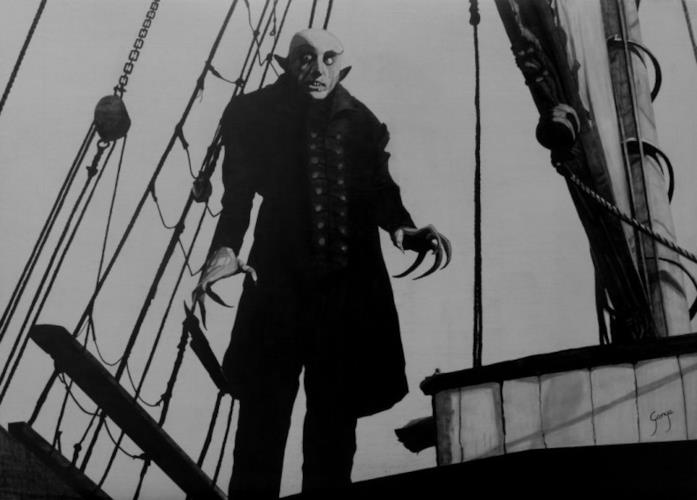 Max Schreck ha interpretato il Conte Orlok in Nosferatu il vampiro Un'immagine che ritrae a figura intera Max Schreck nei panni del Conte Orlok
