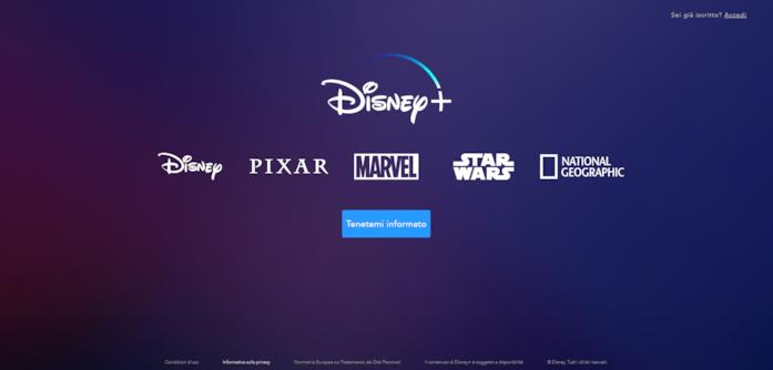 Disney+ in arrivo in Italia nella prima metà del 2020 Screen della Home del sito in versione italiana di Disney+