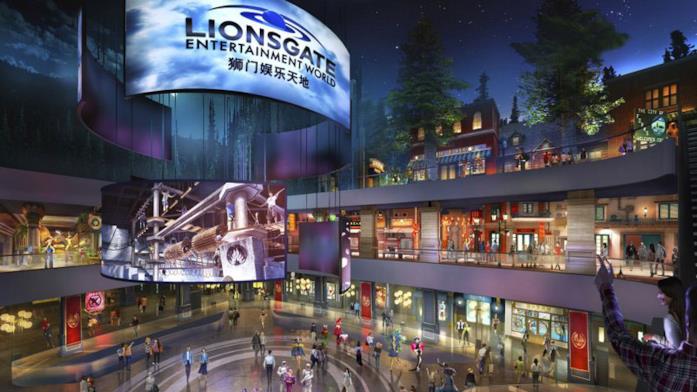 Il rendering dell'atrio del Lionsgate Entertainment World