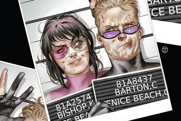 Una coppia di arcieri davvero particolare e un po' incauta Dettaglio della cover di Hawkeye #13