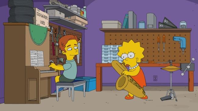 Brendan e Lisa suonano insieme a casa Simpson