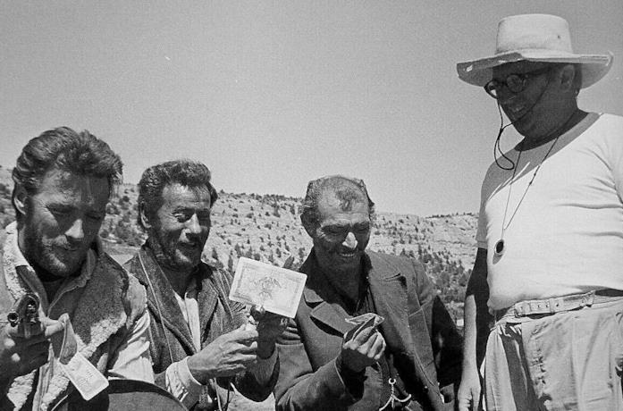 Sergio Leone col cast de Il buono, il brutto, il cattivo