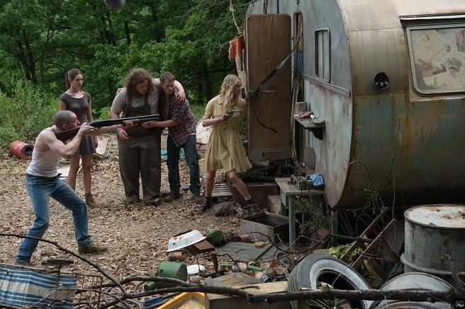 I cinque protagonisti di Leatherface Ike, Bud, Jacksin, Clarice e Lizzy, i protagonisti di Leatherface