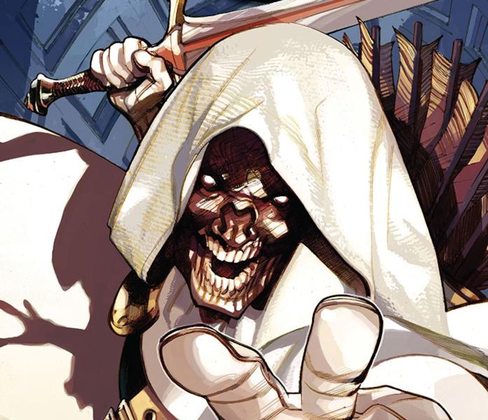 Taskmaster, uno dei probabili villain di Black Widow Dettaglio della cover di Taskmaster: Unthinkable