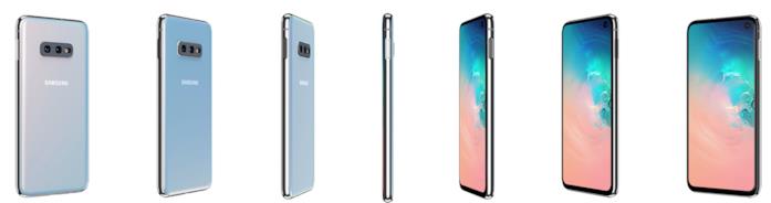 Il Galaxy S10e è una variante compatta e più economica Slide con il Galaxy S10e visto da diverse angolazioni