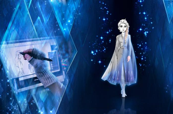 Elsa tra bozzetto e risultato finale nel poster della serie