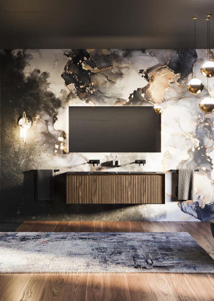 Bagno Inda con mobile portalavabo e rubinetti a parete 