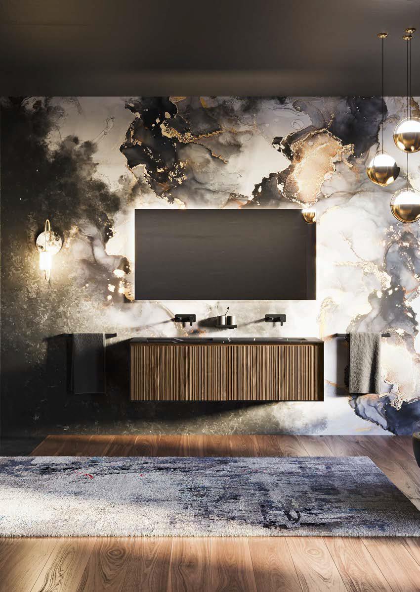 Bagno Inda con mobile portalavabo e rubinetti a parete 