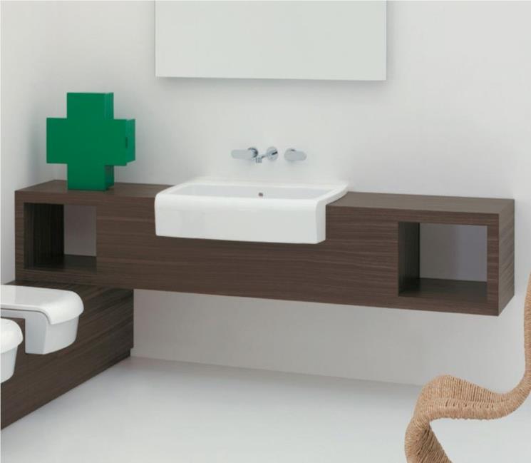 Mobile sottolavabo sosepso in rovere moro Flaminia Una