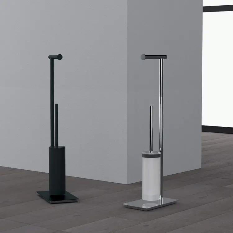 Piantana con porta rotolo e porta scopino 