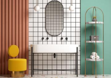 L'impronta del passato in un bagno stile Mid-Century modern