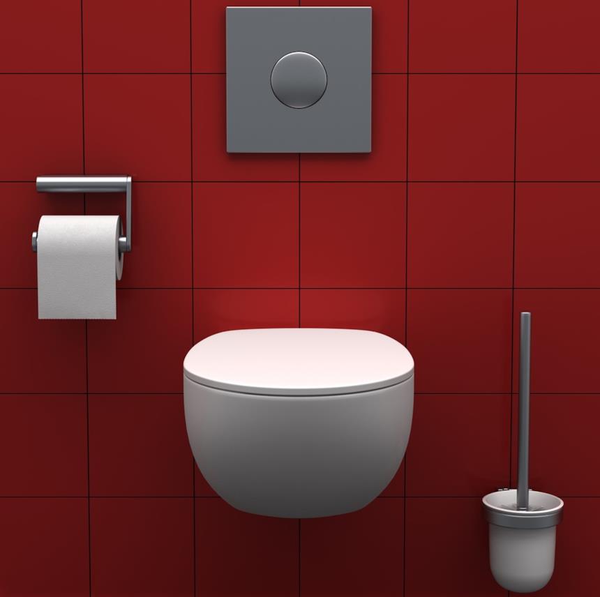 Bagno con wc, porta rotolo e porta scopino bagno