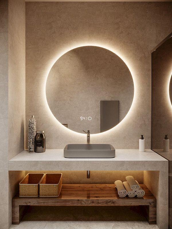 Bagno con specchio con illuminazione LED