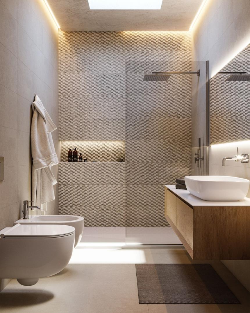 Bagno di design con plafoniere