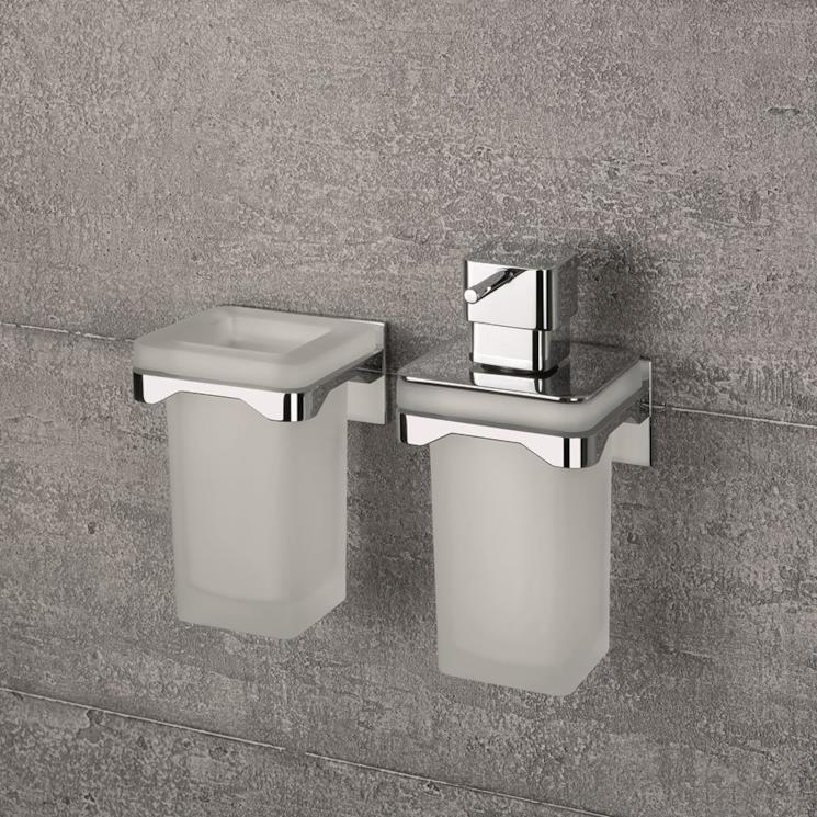 Dispenser sapone e porta spazzolino a muro adesivi Forever Colombo Design