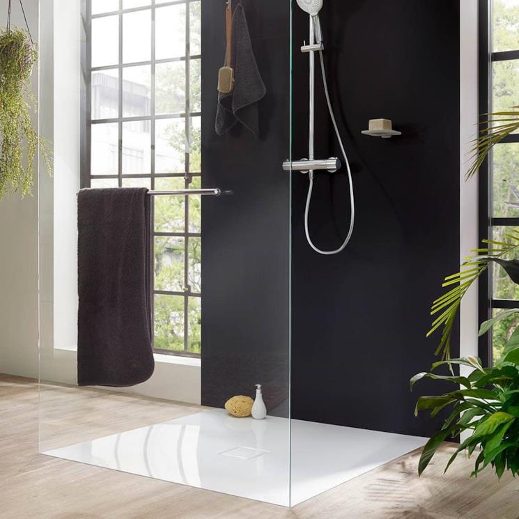 Doccia con box trasparente e piatto Siperplan di Kaldewei