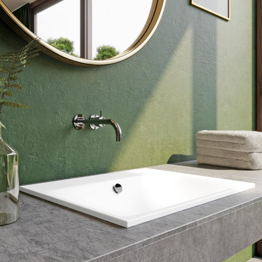 Lavabo quadrato Miena di Kaldewei per bagno boho chic