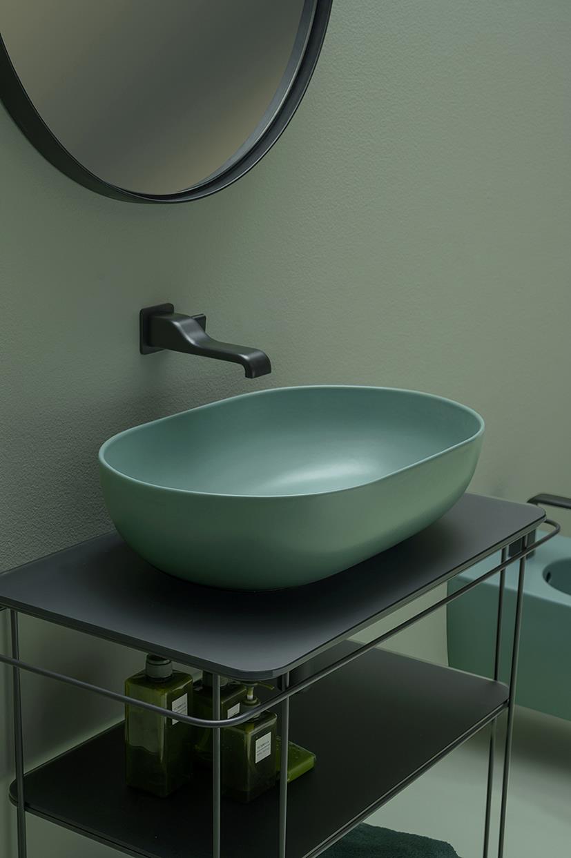 Lavabo ovale da appoggio color menta Flaminia