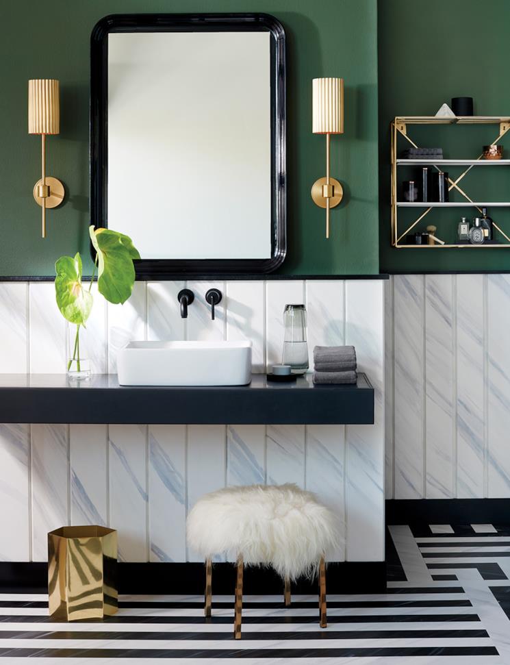 Bagno moderno grigio e verde