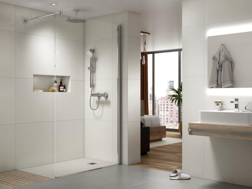 Composizione bagno con soffione tondo Idealrain Luxe di Ideal Standard