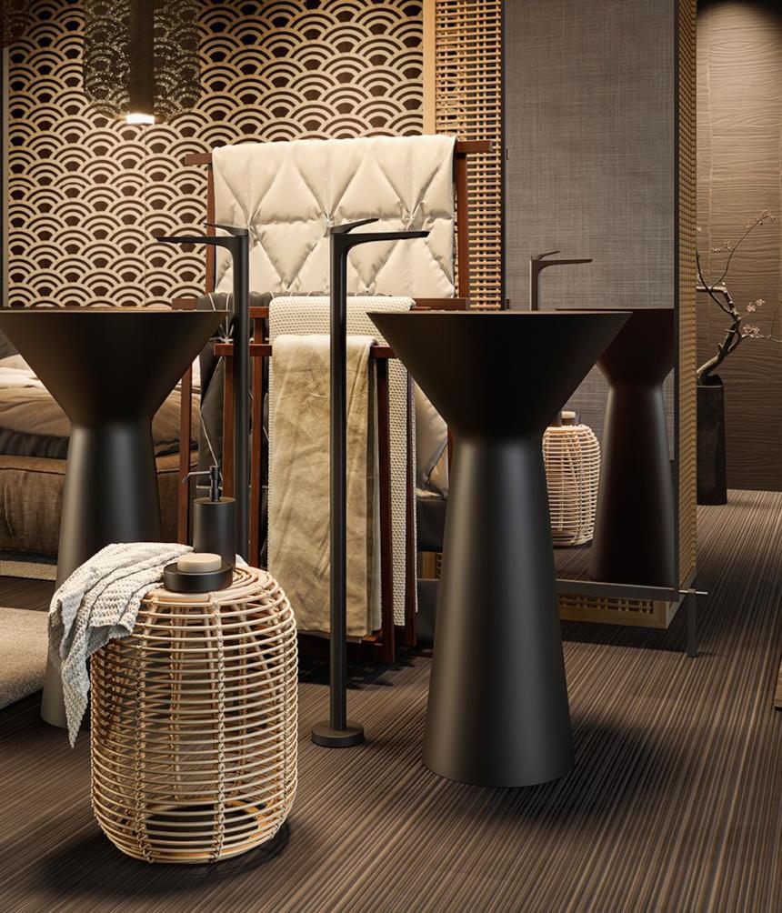 Lavabi a colonna con miscelatori Gessi Ventaglio 