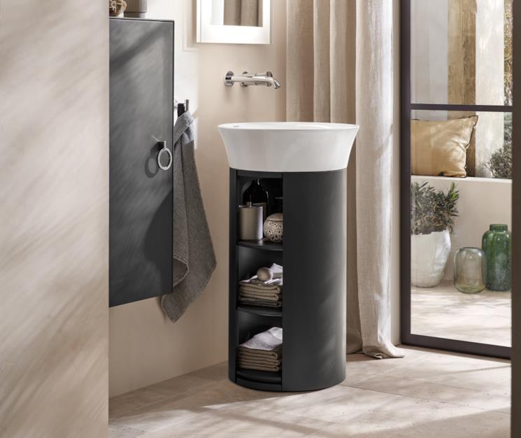 Lavabo monolitico con base a ripiani Duravit White Tulip
