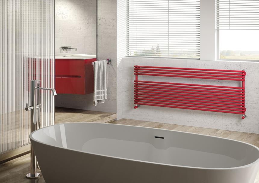 Calorifero Orizzontale finitura rossa Rigo di Irsap