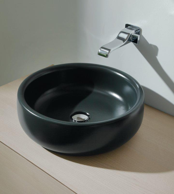 Lavabo da appoggio tondo nero