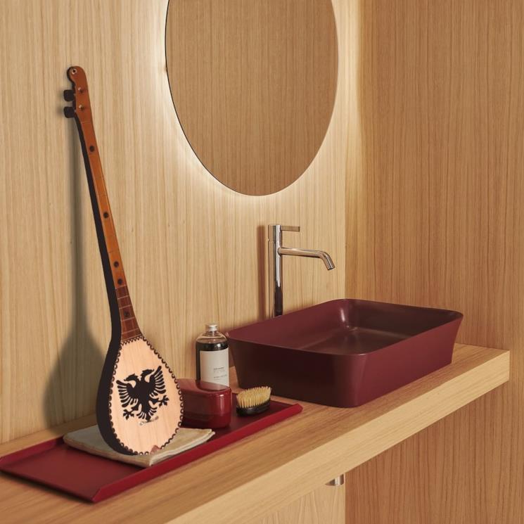 lavabo d'appoggio colorato per bagno rosso