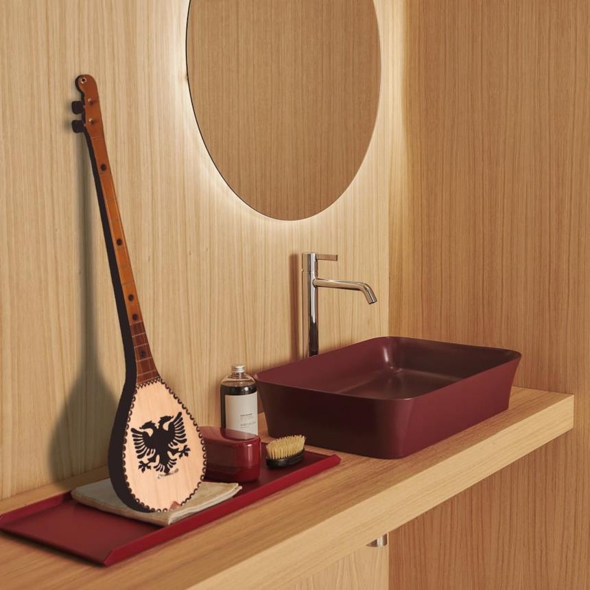 lavabo d'appoggio colorato per bagno rosso