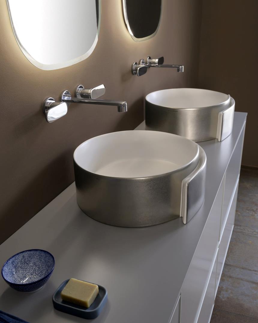 Lavabi Roll di Flaminia con finitura SilverWhite