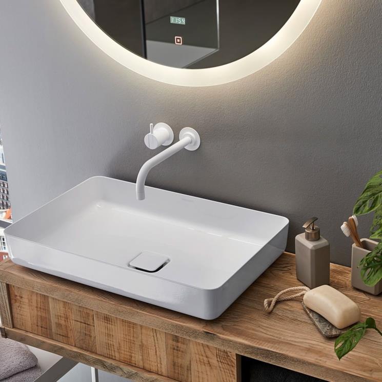 Lavabo d'appoggio rettangolare Kaldewei Miena bianco