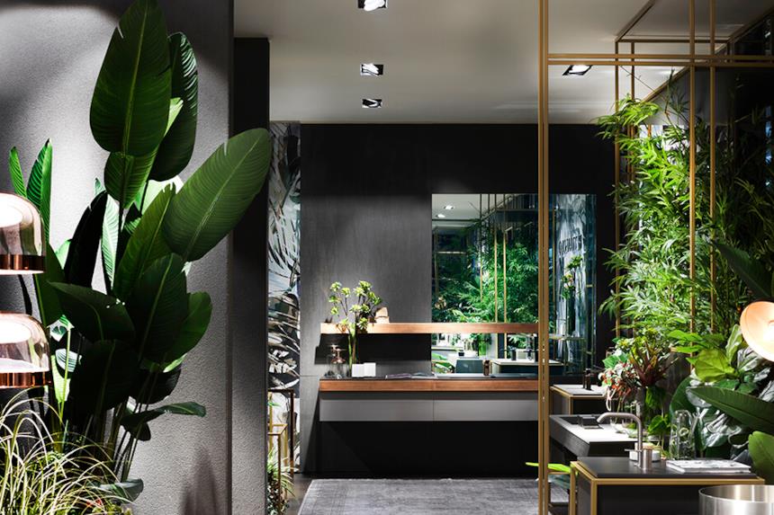 Bagno arredato con la serie Rettangolo di Gessi 