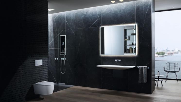 Composizione bagno con specchio contenitore Geberit One