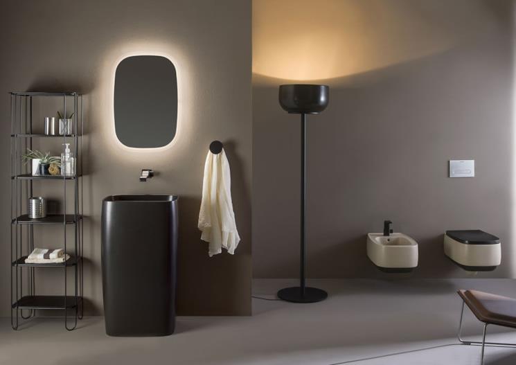 Composizione bagno retrò con lavabo monolitico Flaminia Monoflag