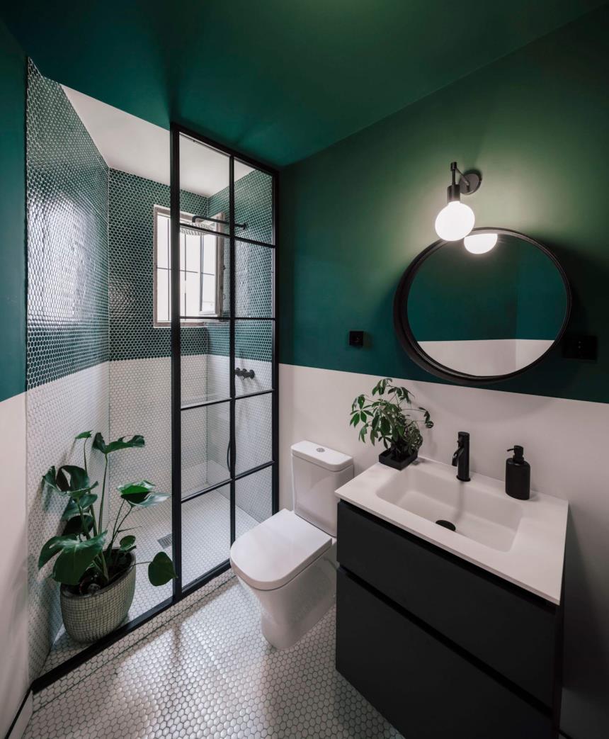 Bagno grigio e verde scuro