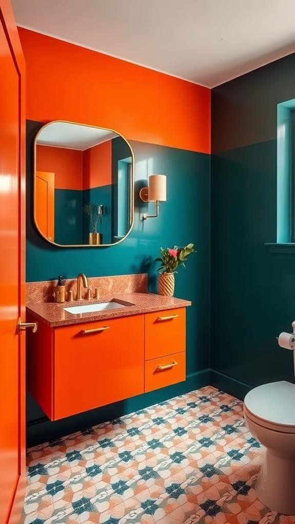 Bagno arancione in stile anni '70