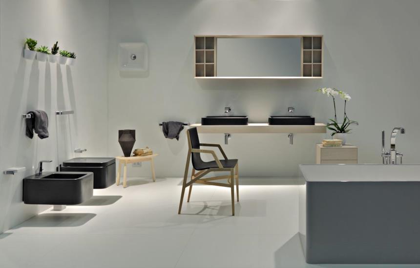 Composizione bagno sanitari neri Flaminia