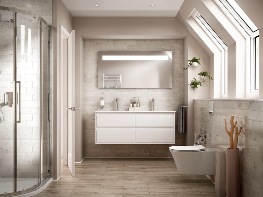 Composizione bagno con lavabo doppio Ideal Standard Connect Air