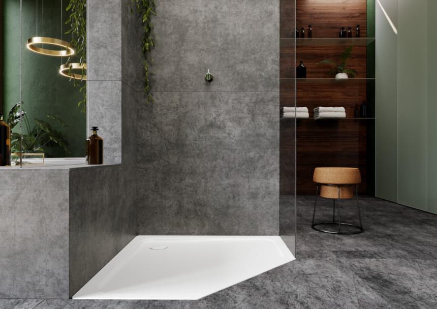 Piatto doccia pentagonale Kaldewei per bagno piccolo