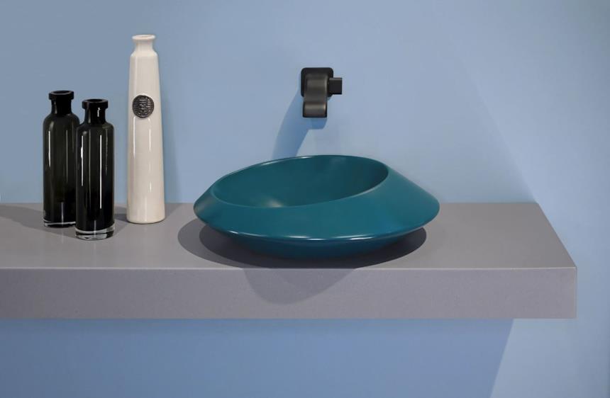 Lavabo d'appoggio Spire Flaminia color petrolio